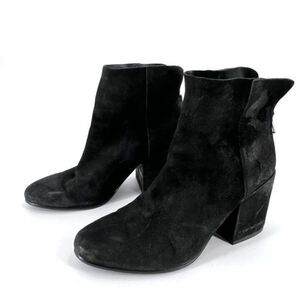 Lucky Brand Women's Suede Leather Almond Toe Back Zip Ankle Boots Black Size 7M